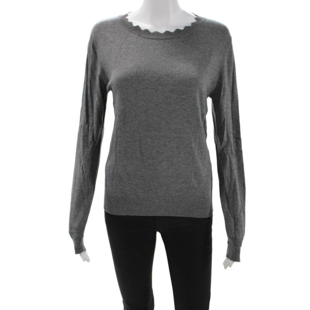 Decker Unisex Gray Pullover Sweater Round Neck Long Sleeve Size M